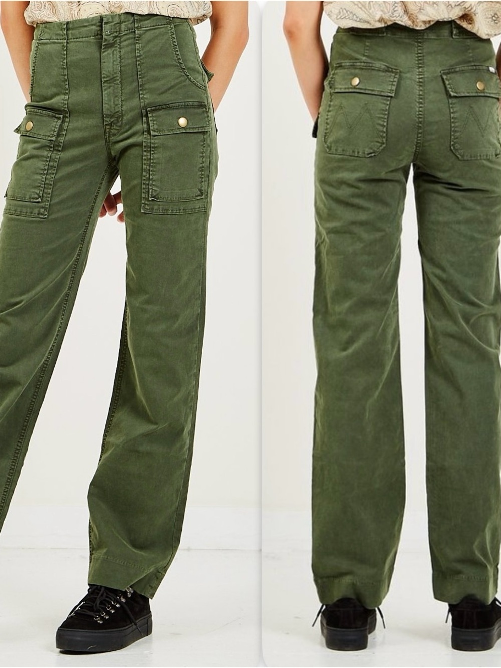 Mother The Rambler Patch Pocket Sneak Duffle Bag Green Wash Size 29 Cargo Pants